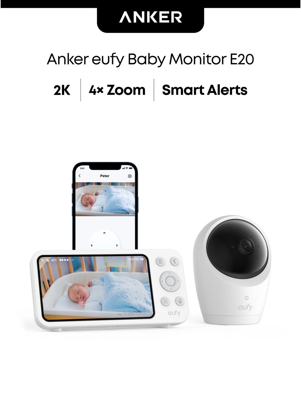 جهاز مراقبة الأطفال eufy E20 مع كاميرا 2K، اتصال واي فاي …