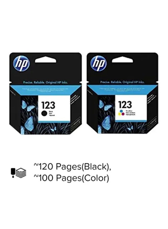 مجموعة مكونة من خرطوشتين حبر HP 123 الأصليتين باللون الأس…