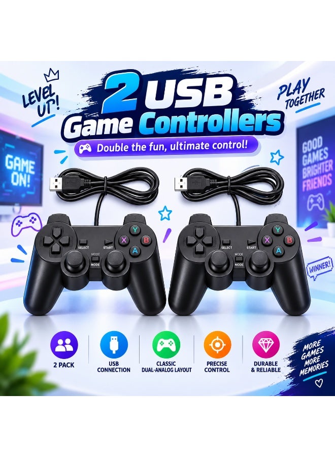 وحدة تحكم ألعاب سلكية بمنفذ USB – تتضمن ذراعي تحكم، وعصي …