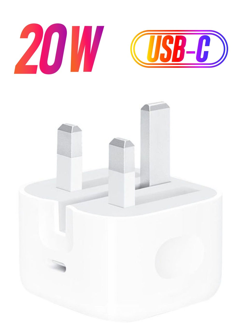 محول طاقة بقابس ثلاثي بمنفذ USB C بقدرة 20 وات أبيض