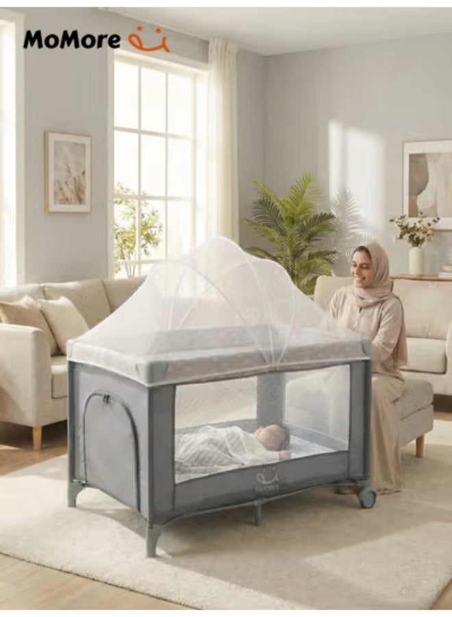سرير أطفال متنقل 3 في 1 مع ناموسية من مومور (125×60×77 سم…