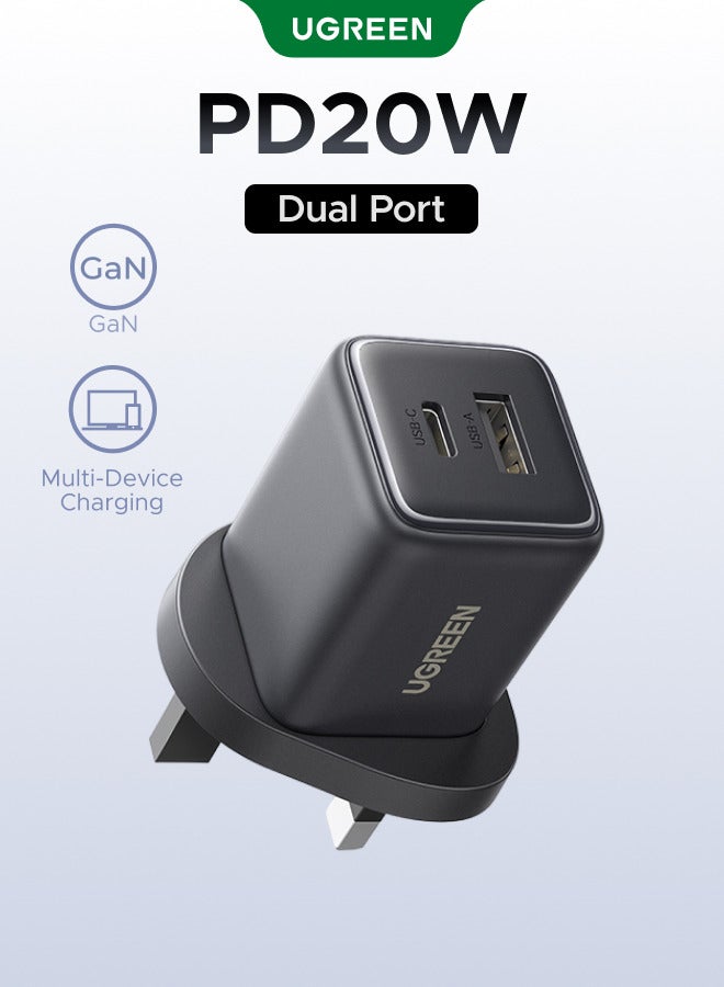 شاحن جداري كبس سريع ثنائي المنافذ (USB-C + USB-A) بقوة 20…