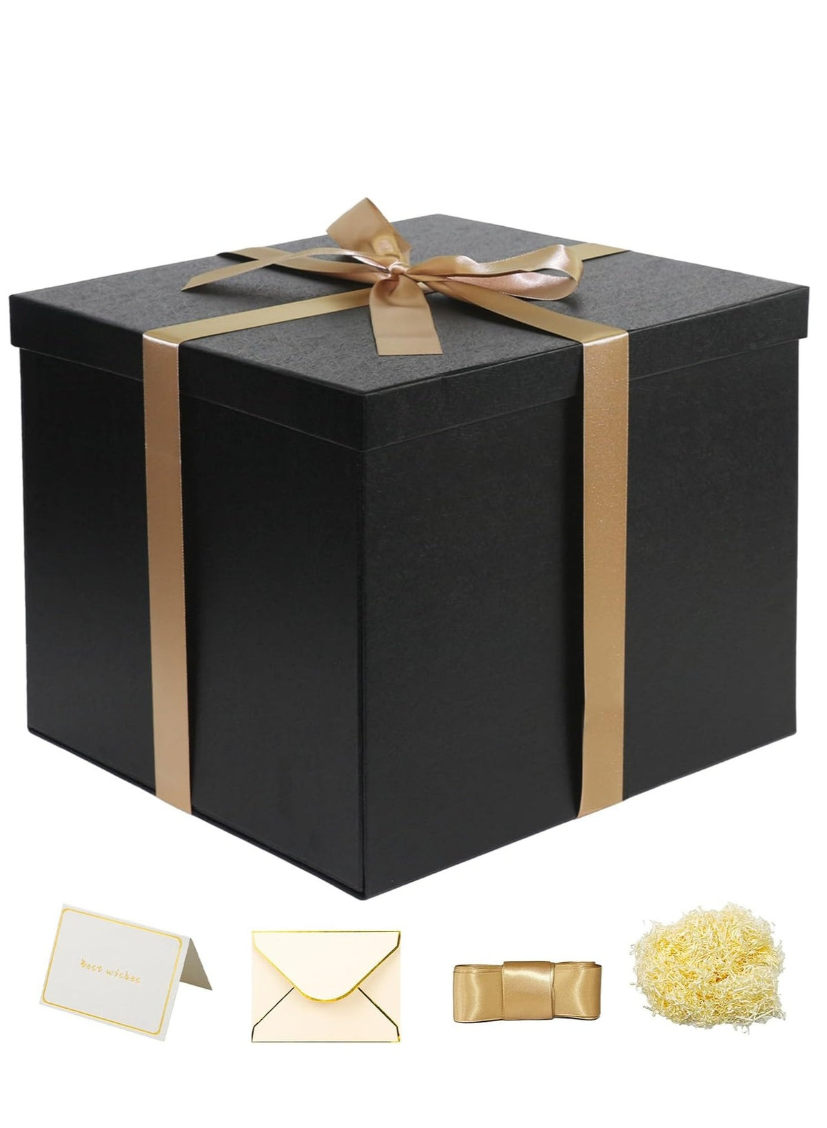 صندوق هدايا كبير 12x12x10 بوصة، صناديق هدايا سوداء للهداي…