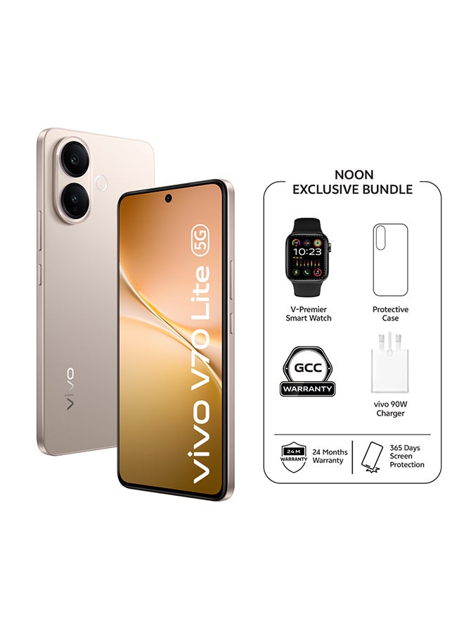 فيفو V70 لايت 5G ثنائي الشريحة ذهبى 8 جيجابايت رام 128 جي…