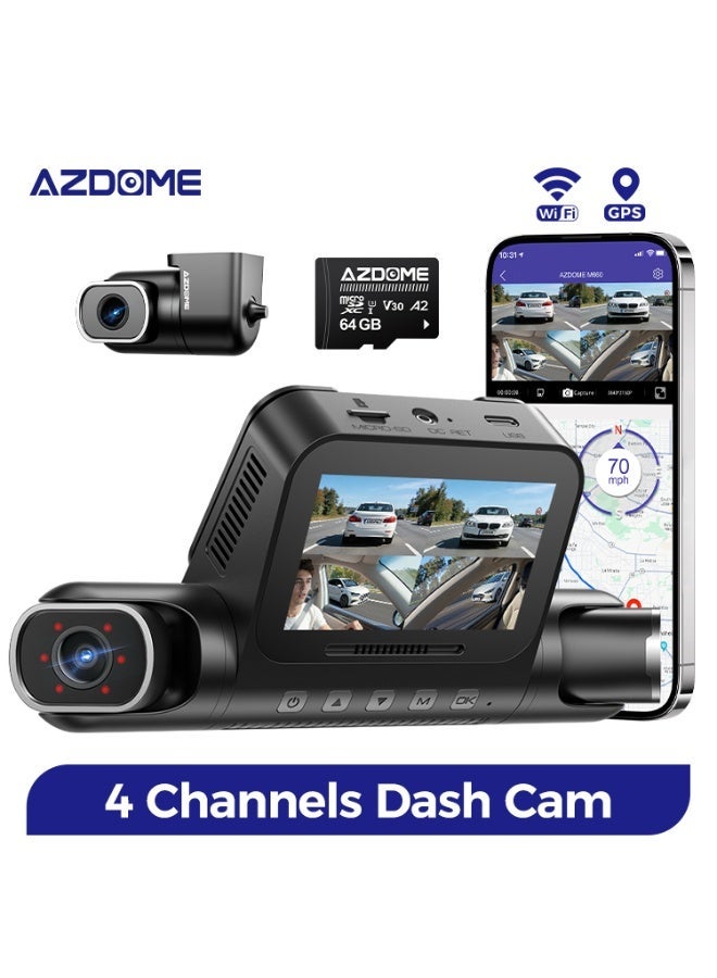 كاميرا Dash Cam M660 ذات 4 قنوات من AZDOME 2K+1K+1K+1K+1K…