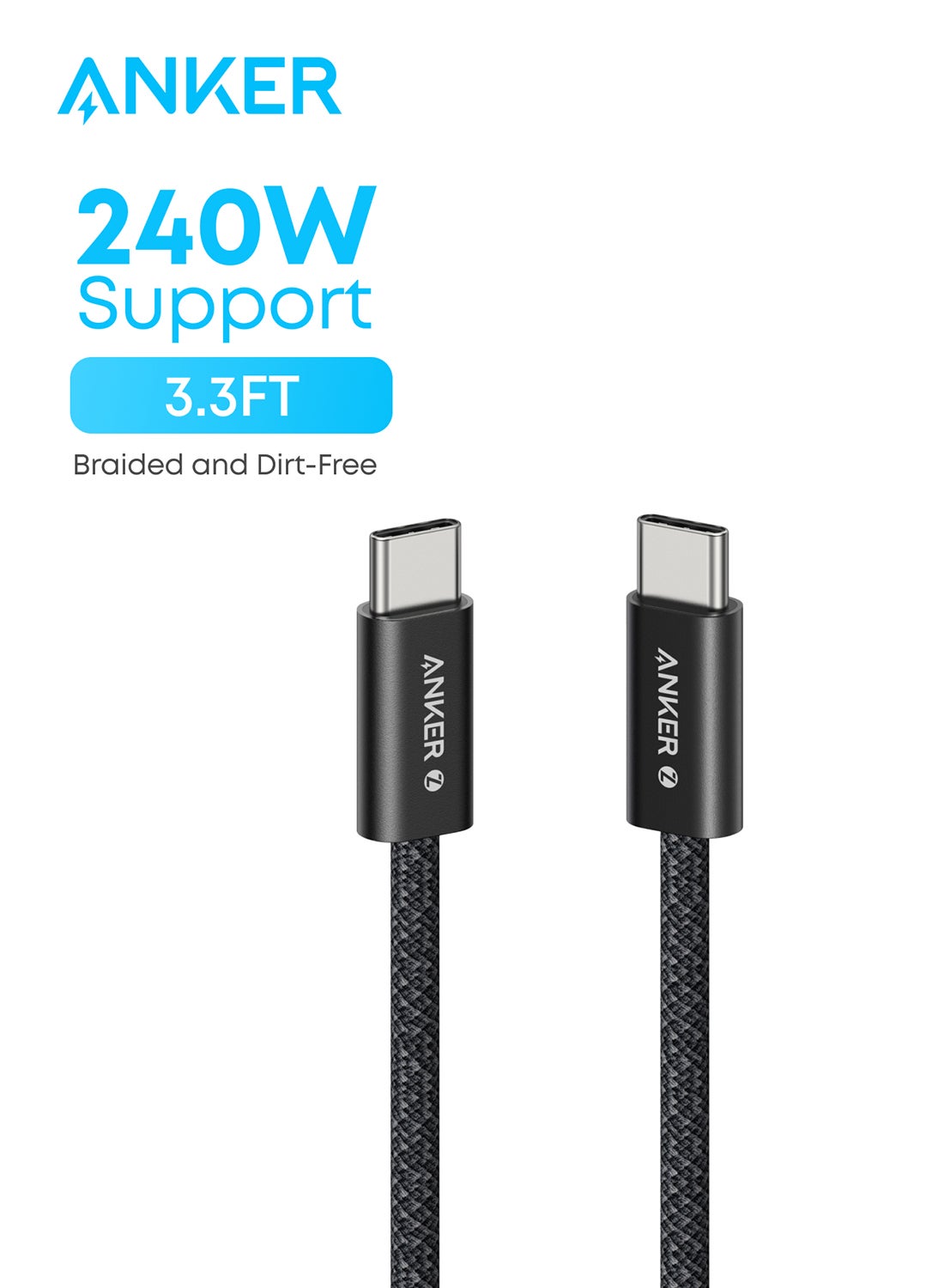 كابل زولو USB C إلى USB C، كابل شحن سريع مضفر وخالي من ال…