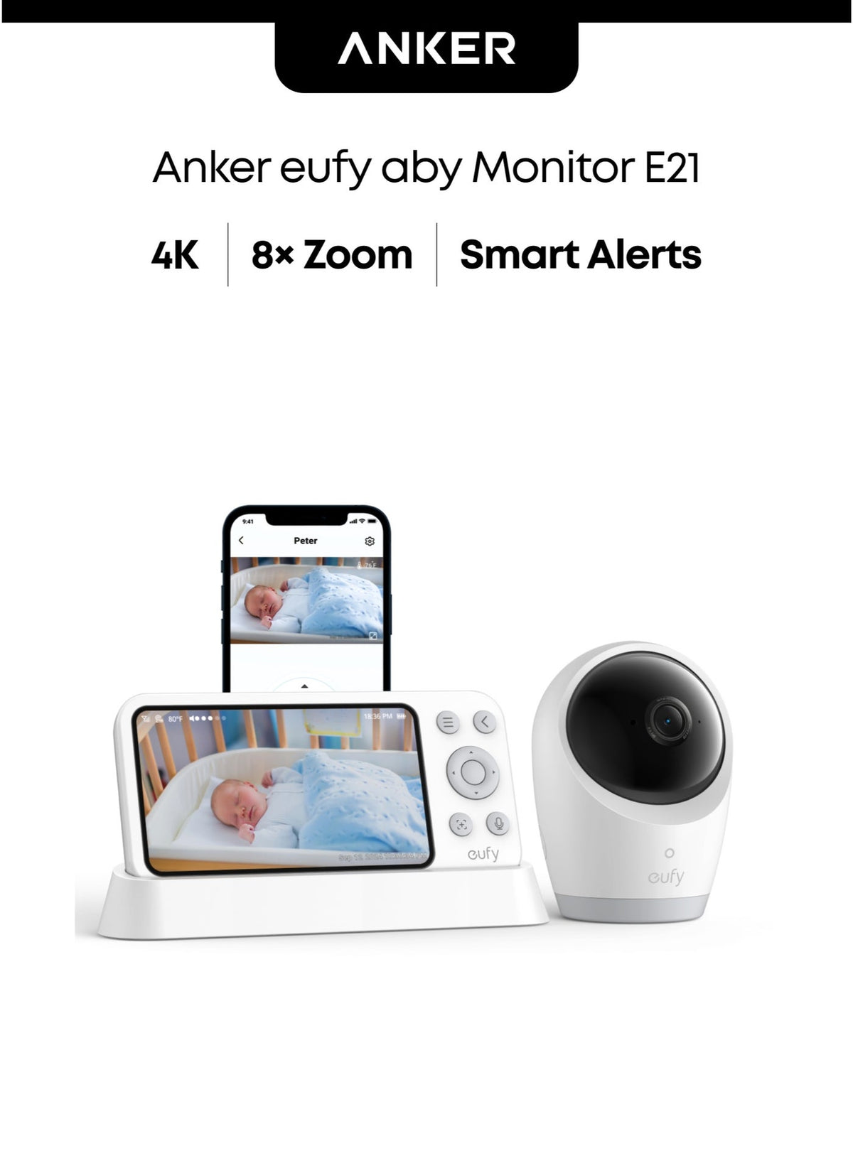 جهاز مراقبة الأطفال eufy E21 مع كاميرا 4K، اتصال واي فاي …