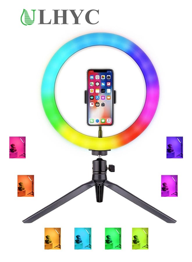 ضوء حلقة للتصوير الفوتوغرافي RGB قابل للتعتيم مع حامل ثلا…
