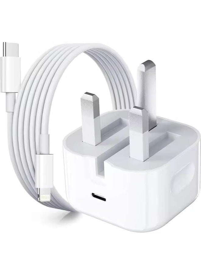 شاحن سريع بقوة 20 واط بمنفذ USB-C مع كابل لايتنينج، متواف…