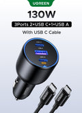 شاحن سيارة فائق السرعة 130 واط مع محول طاقة ب3 منافذ USB،…