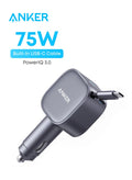شاحن سيارة USB-C، شاحن سيارة سريع بقدرة 75 واط مع كابل قا…