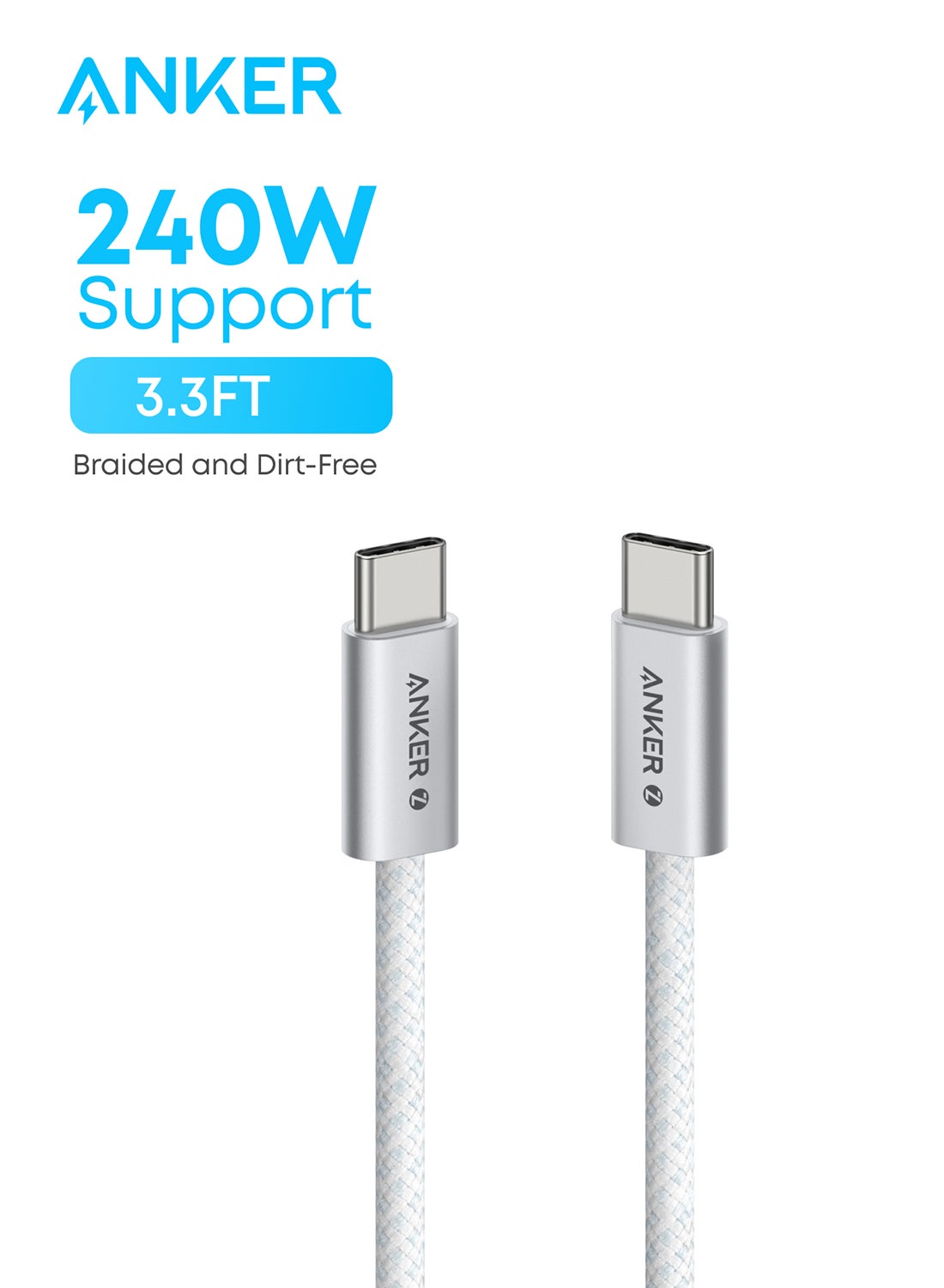 كابل زولو USB C إلى USB C، كابل شحن سريع مضفر وخالي من ال…
