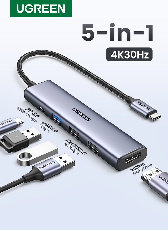 موزع USB C مع شحن PD بقوة 100 واط، محول من النوع C إلى HD…