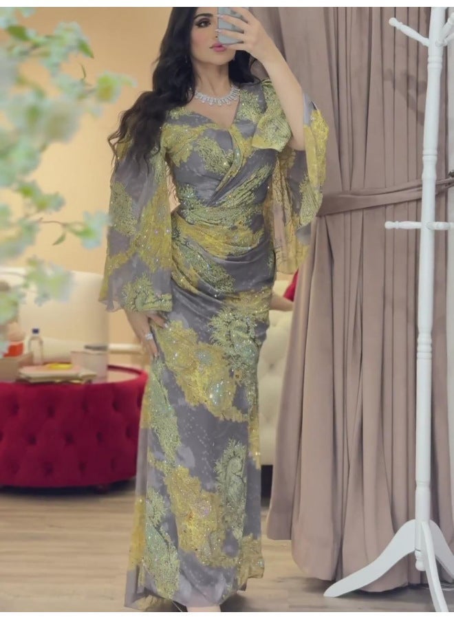 ملابس نسائية للربيع والصيف فستان سهرة شيفون مطبوع بتصميم …