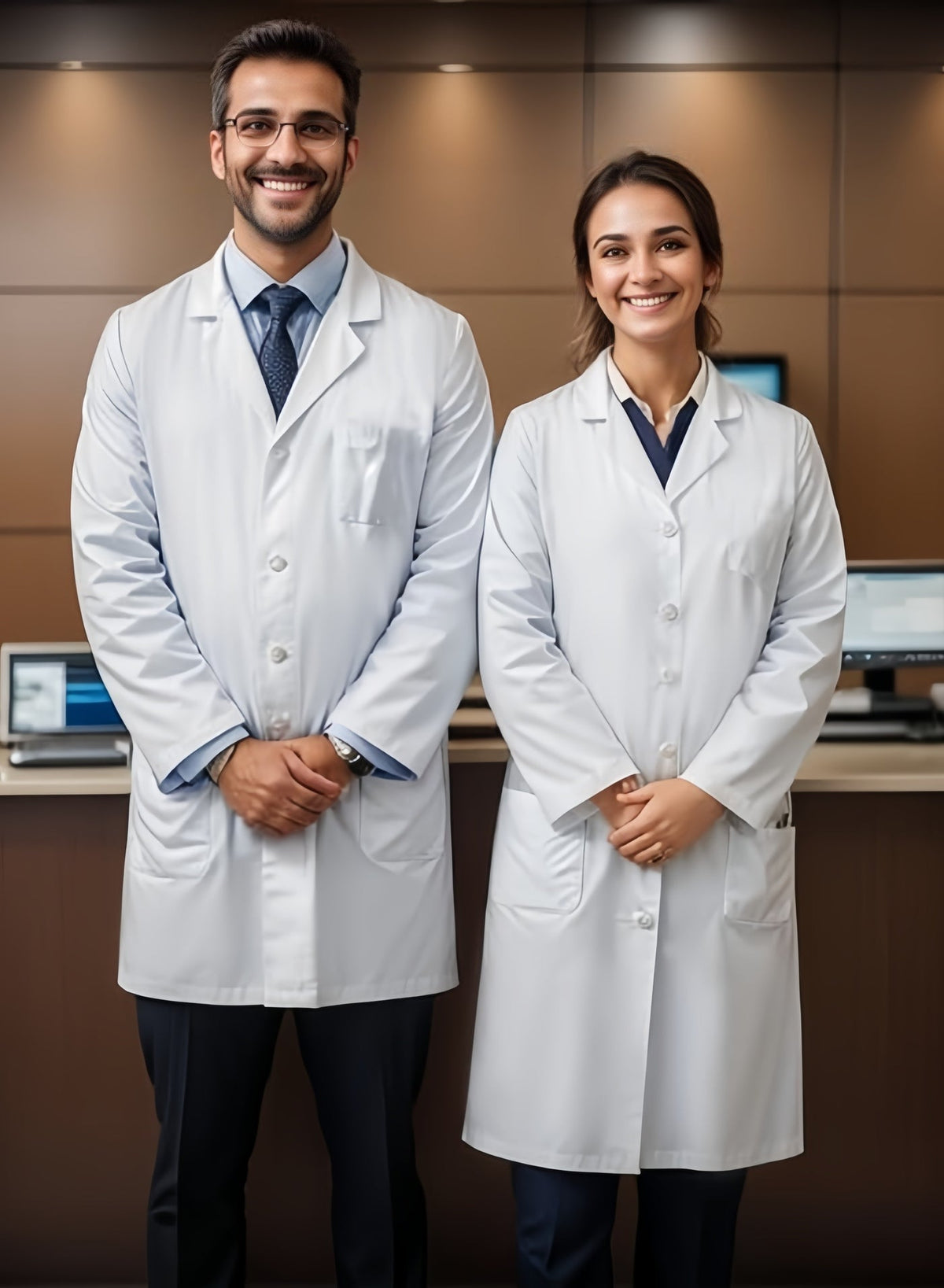 لباس أبيض مختبر قماش، للجنسين، مناسب للأطباء، الممرضات، ا…