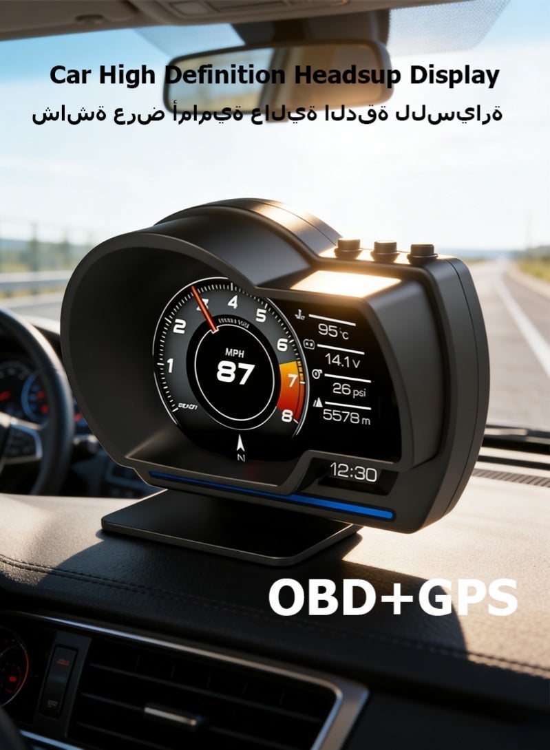 شاشة HUD للسيارة، شاشة عرض عالية الوضوح للسيارة، جهاز قيا…