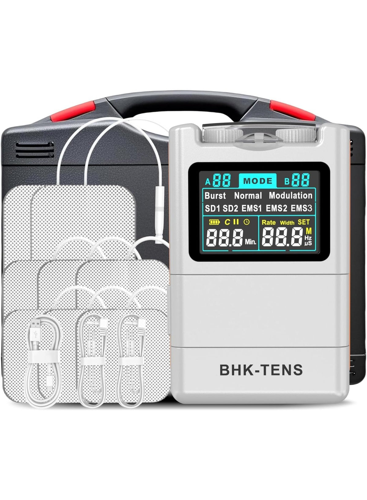 جهاز تحفيز العضلات TENS EMS 3 في 1 مع حقيبة حمل لتخفيف آل…
