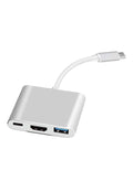 محول USB 3.1 Type-C إلى منفذ تلفاز HDMI عالي الوضوح فضي