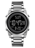 ساعة يد رقمية - قياس 52 مم - لون فضي للرجال