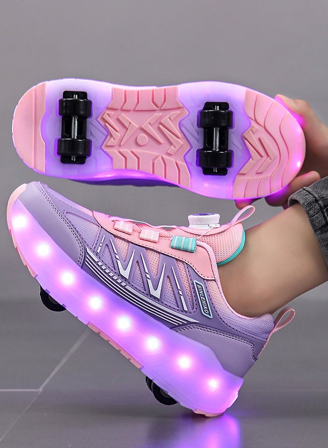 أحذية تزلج للأطفال بأربع عجلات مع أضواء LED | قابلة للشحن…
