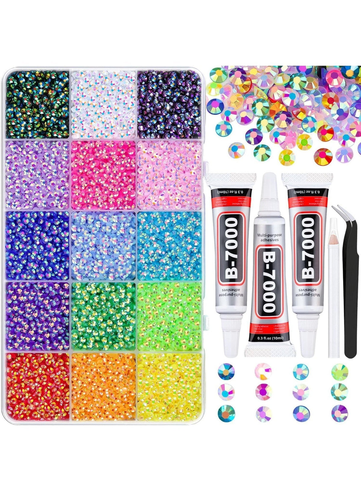 18000PCS 15 ألوان جيلي الراتنج راينستونز كيت مع 3PCS الغر…