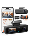 كاميرا داش T800E 3 قنوات، 4K+1080P+1080P مع 64GB مجانية، …