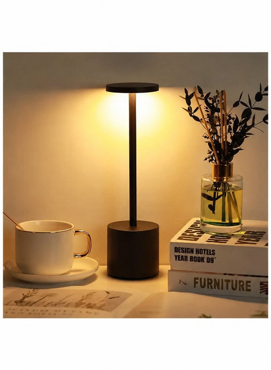 مصباح اضاءه طاوله LED لاسلكي لطاولة المكتب USB وبطارية وق…