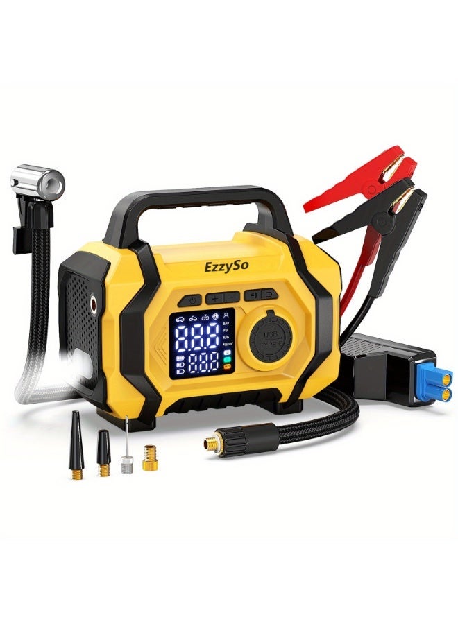 1600A 12000mAh Jump Starter with Air Compressor for All G…