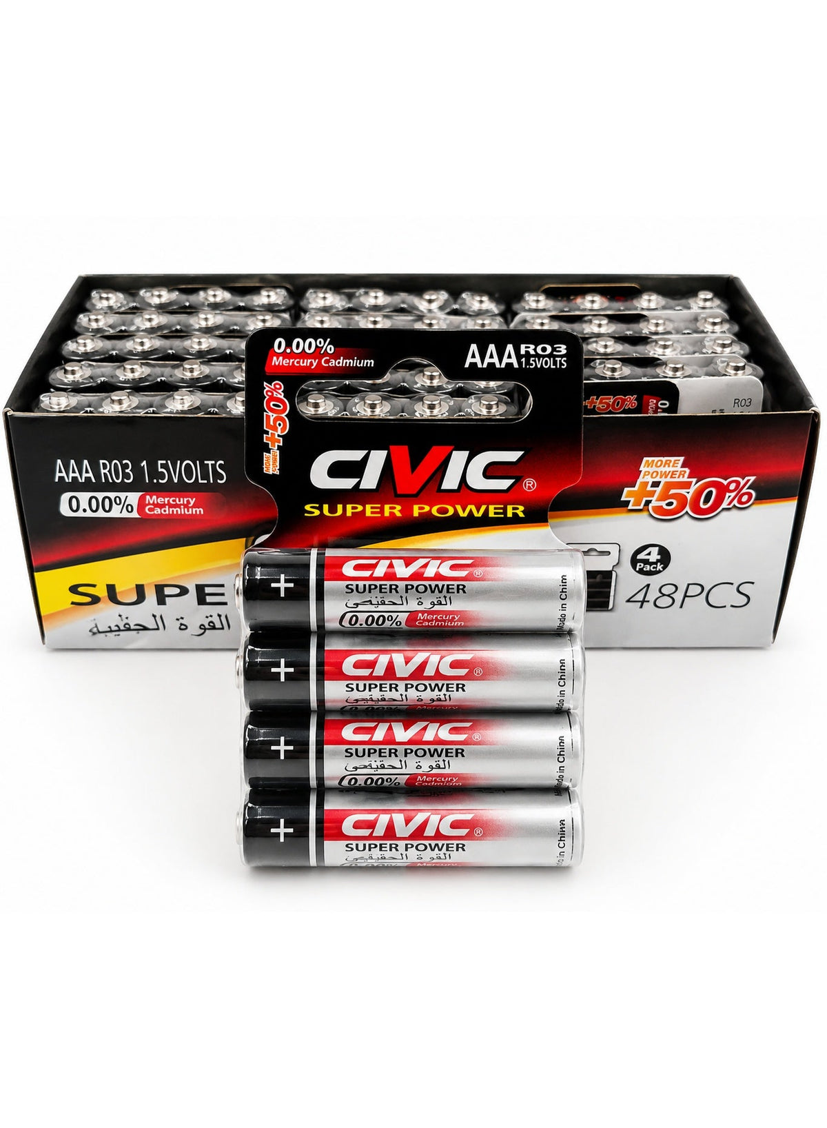 48 قطعة بطاريات CIVIC سوبر باور AAA، مقاس R03، 1.5 فولت، …