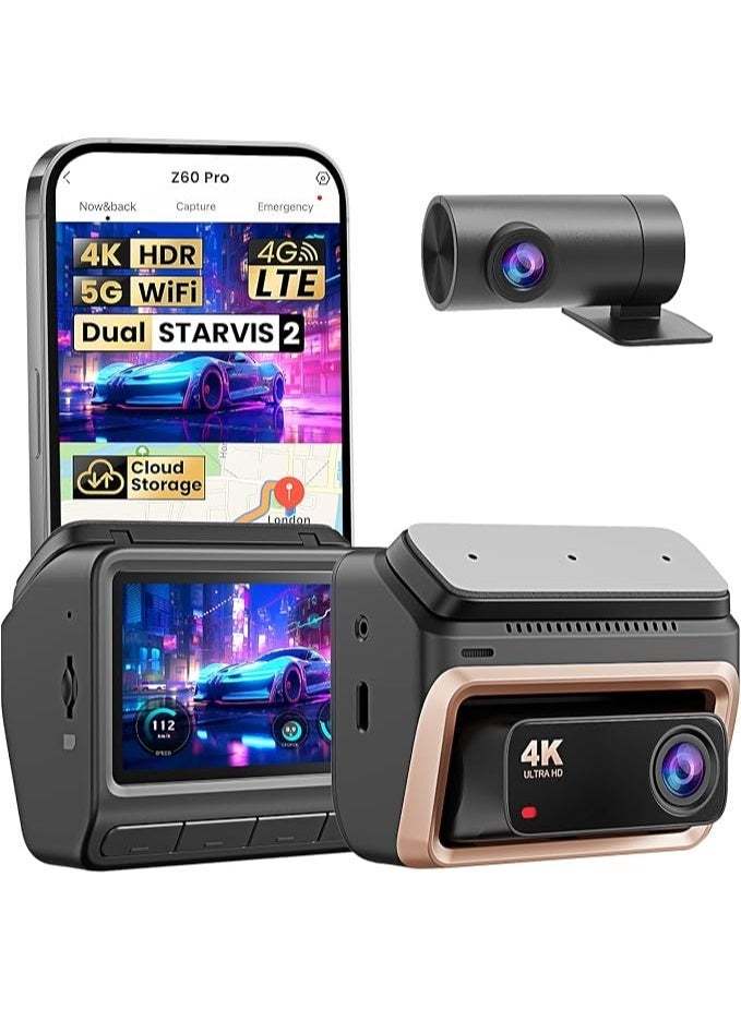 كاميرا داش كام DDPAI Z60 Pro ثنائية القنوات بدقة 4K + 108…
