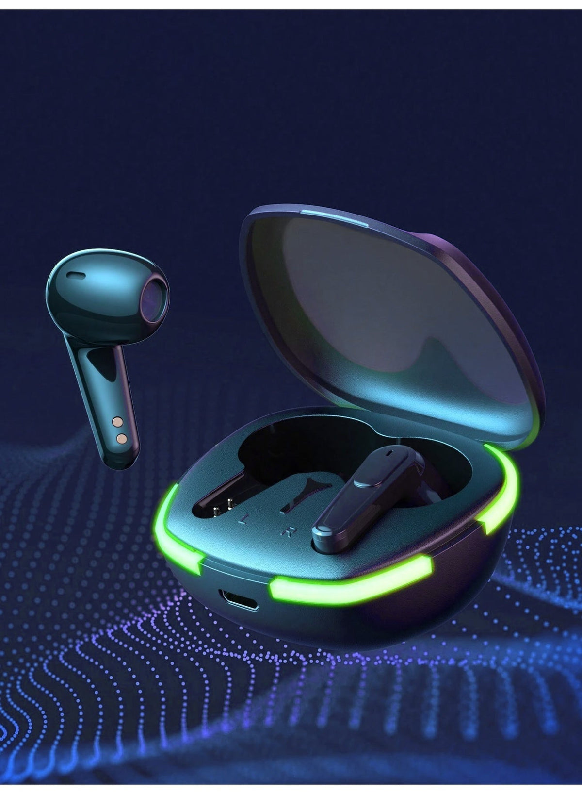 سماعة ألعاب مزودة بتقنية البلوتوث، وأضواء LED ملونة، وفك …