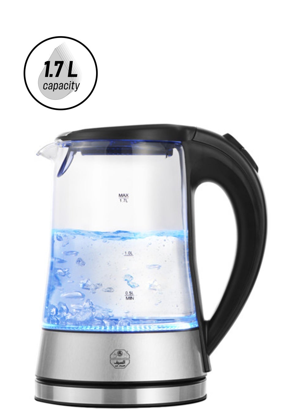 غلاية كهربائية وهج 1.7 L 2200 W S7098 فضيّ / صافي / أسود