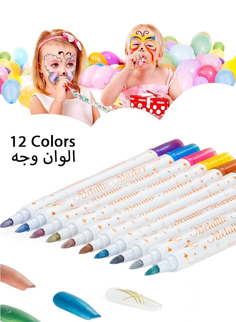 الوان وجه للاطفال 12 قطعة | ألوان مكياج للجسم والوجه لرسم…