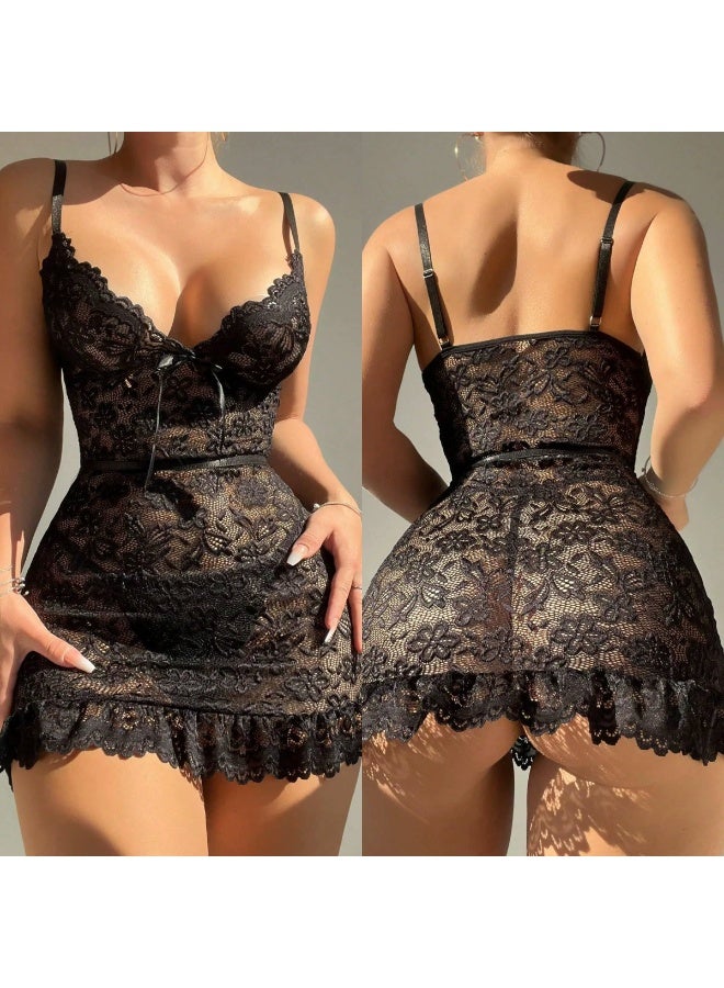 New style adult lingerie with deep V-shaped lace halter d…