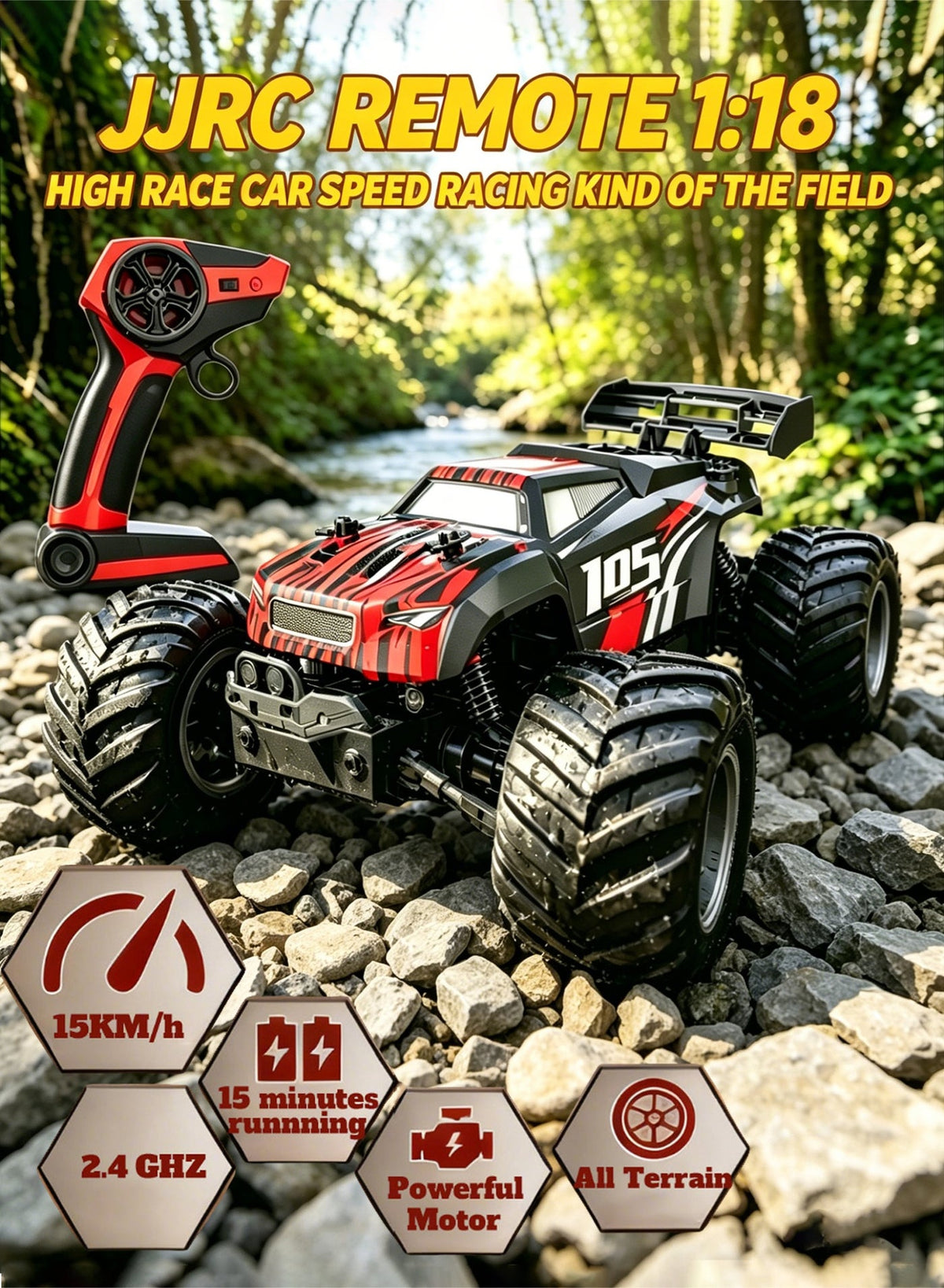 سيارة JJRC Q105 للتحكم عن بعد، بمقياس 1:18، سيارات RC لجم…