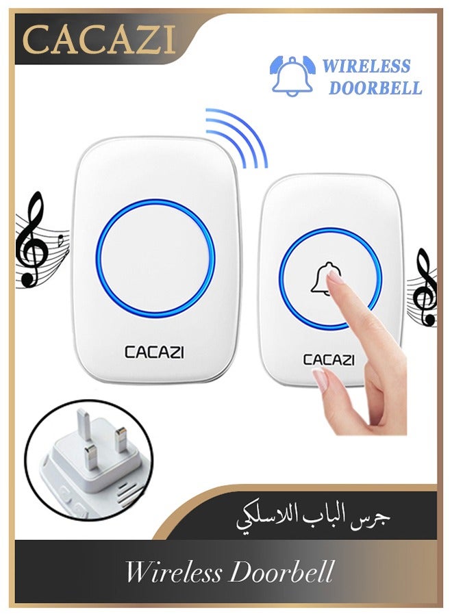 جرس باب لاسلكي مقاوم للماء مع فلاش LED، نطاق أكثر من 1000…