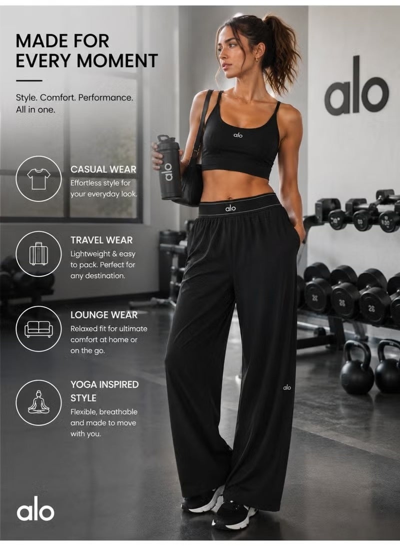 بنطال Alo Yoga نسائي بخصر مرتفع وأرجل واسعة – بنطال مريح …