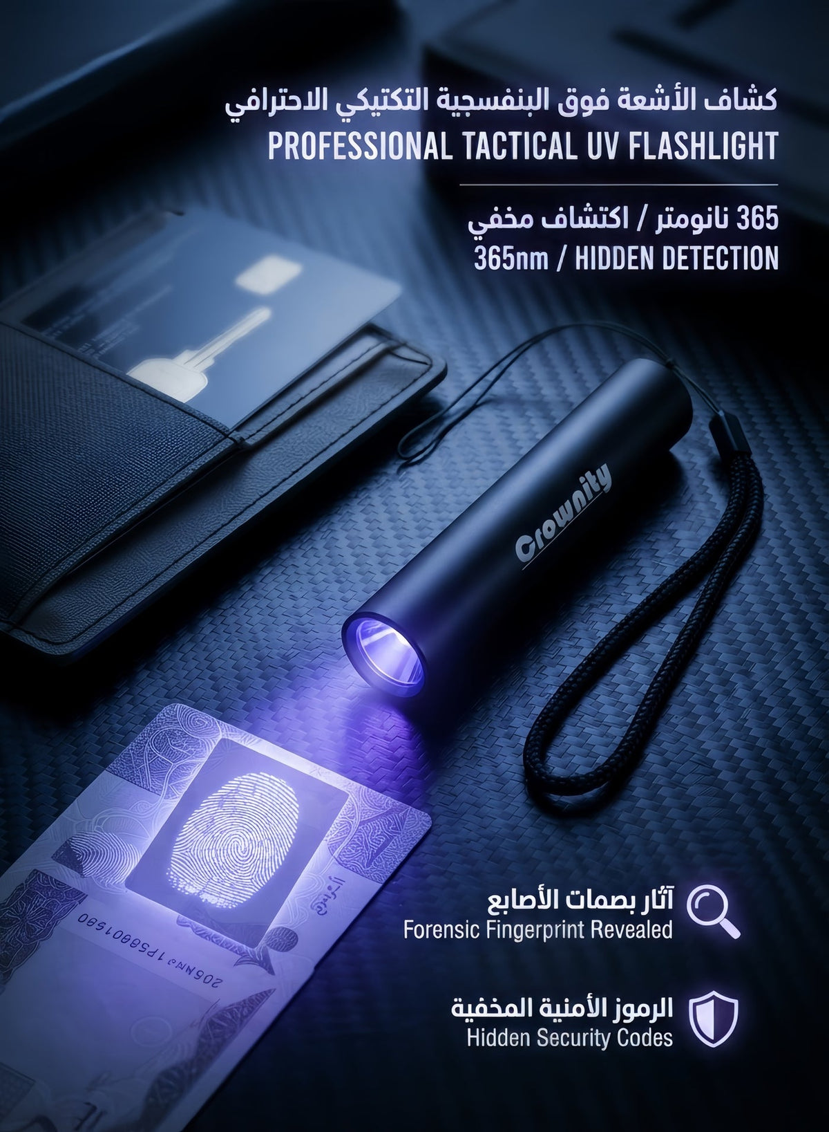 كشاف الأشعة فوق البنفسجية (UV) LED قابل للشحن 365 نانومتر…