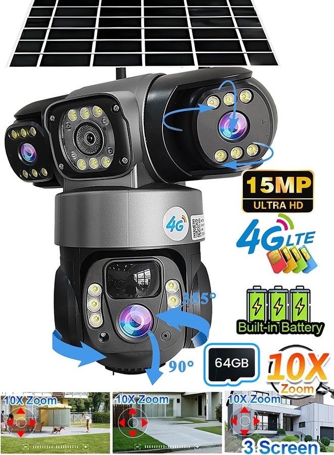 V380 Pro 3 Lens IP Solar Camera HD 15 MP Outdoor Waterpro…