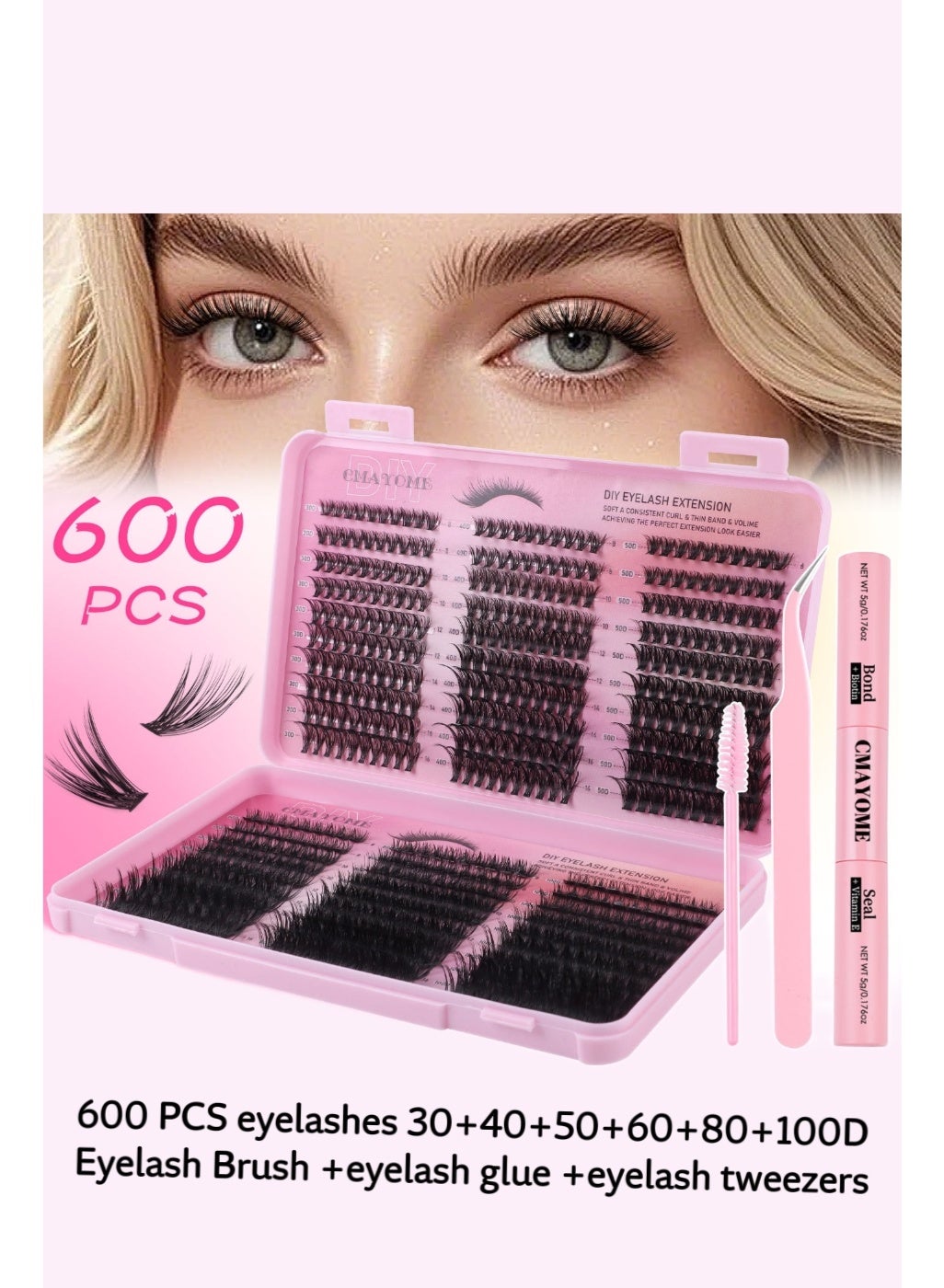 مجموعة تركيب الرموش بنفسك (DIY) - رموش عنقودية فردية 600 …