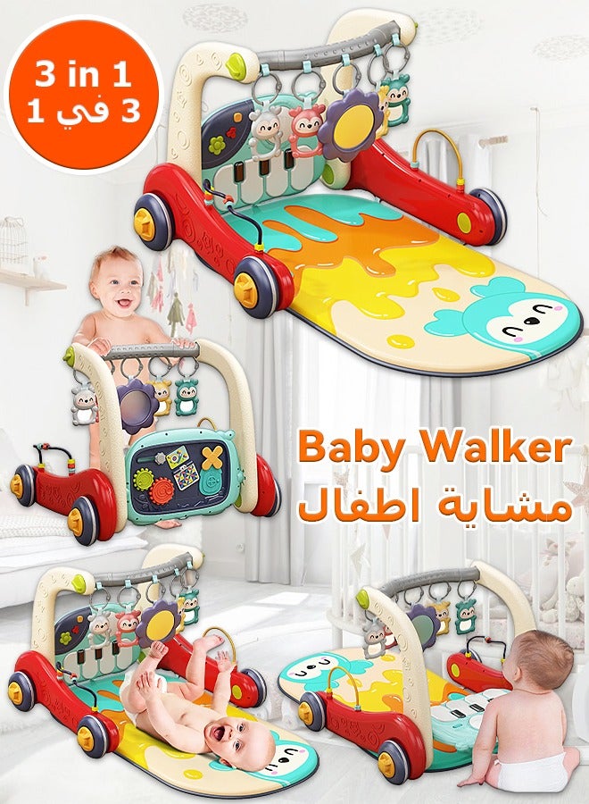 مشاية أطفال 3 في 1 - رف بيانو للياقة البدنية - موسيقى مدم…